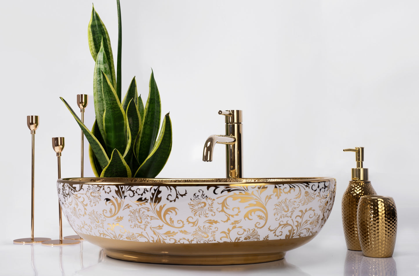 Aufsatzwaschbecken Rea Margot White/Gold 4