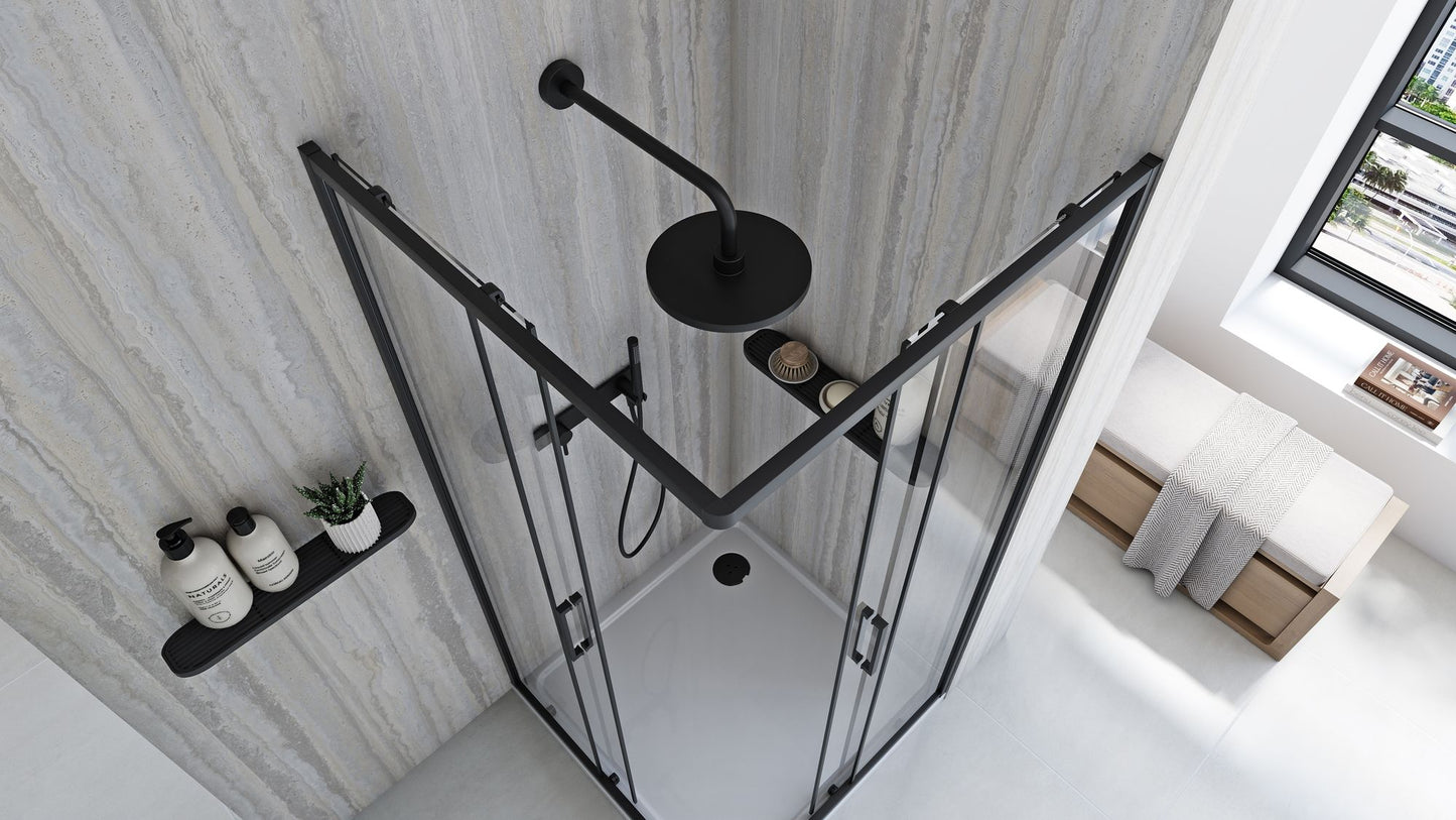 Duschkabine Rea City 90x90 Black mit Duschwanne Savoy Schwarz 5