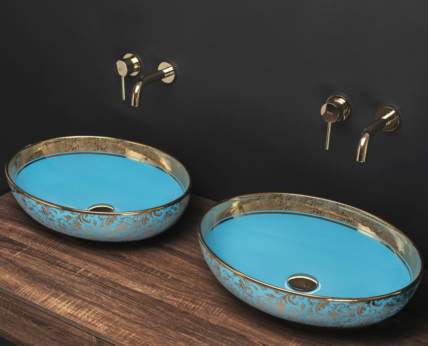 Aufsatzwaschbecken Margot gold/light blue 3