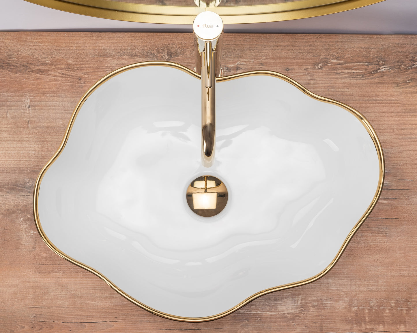 Aufsatzwaschbecken Rea Pearl Gold Edge 2
