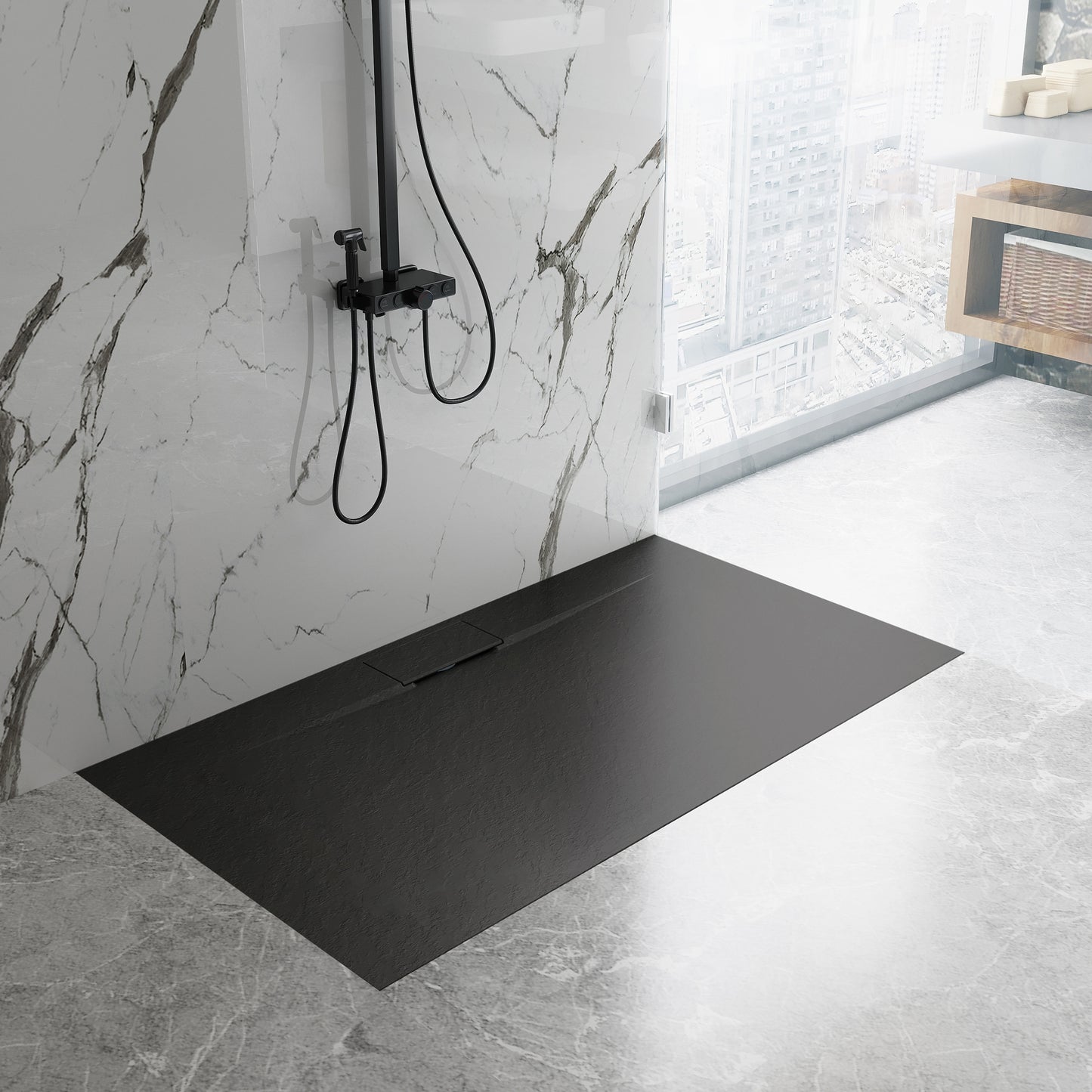 Duschtasse Bazalt long Black 80x100 3