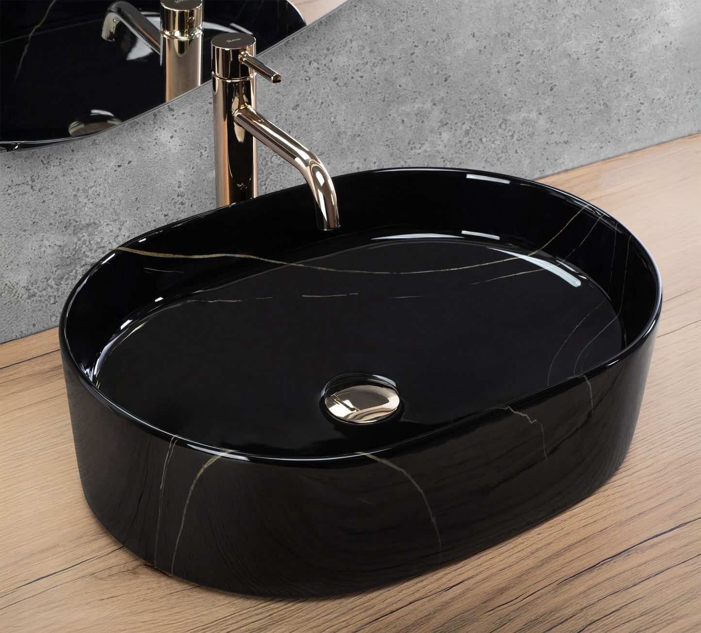 Aufsatzwaschbecken Rea Nadia 50 Black Stone 3