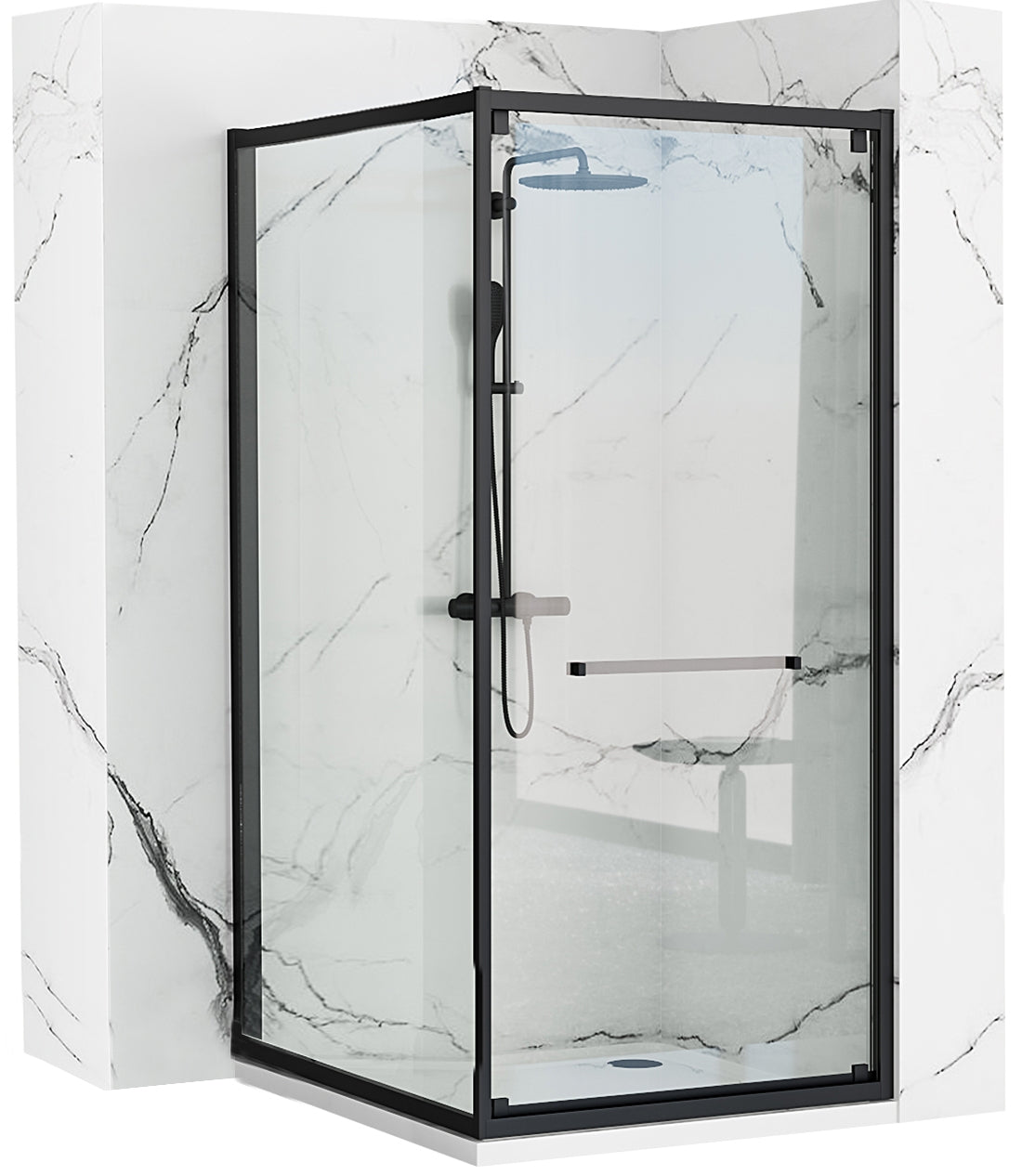 Duschkabine Rea Space In Black 80x100 mit Duschwanne Savoy 1