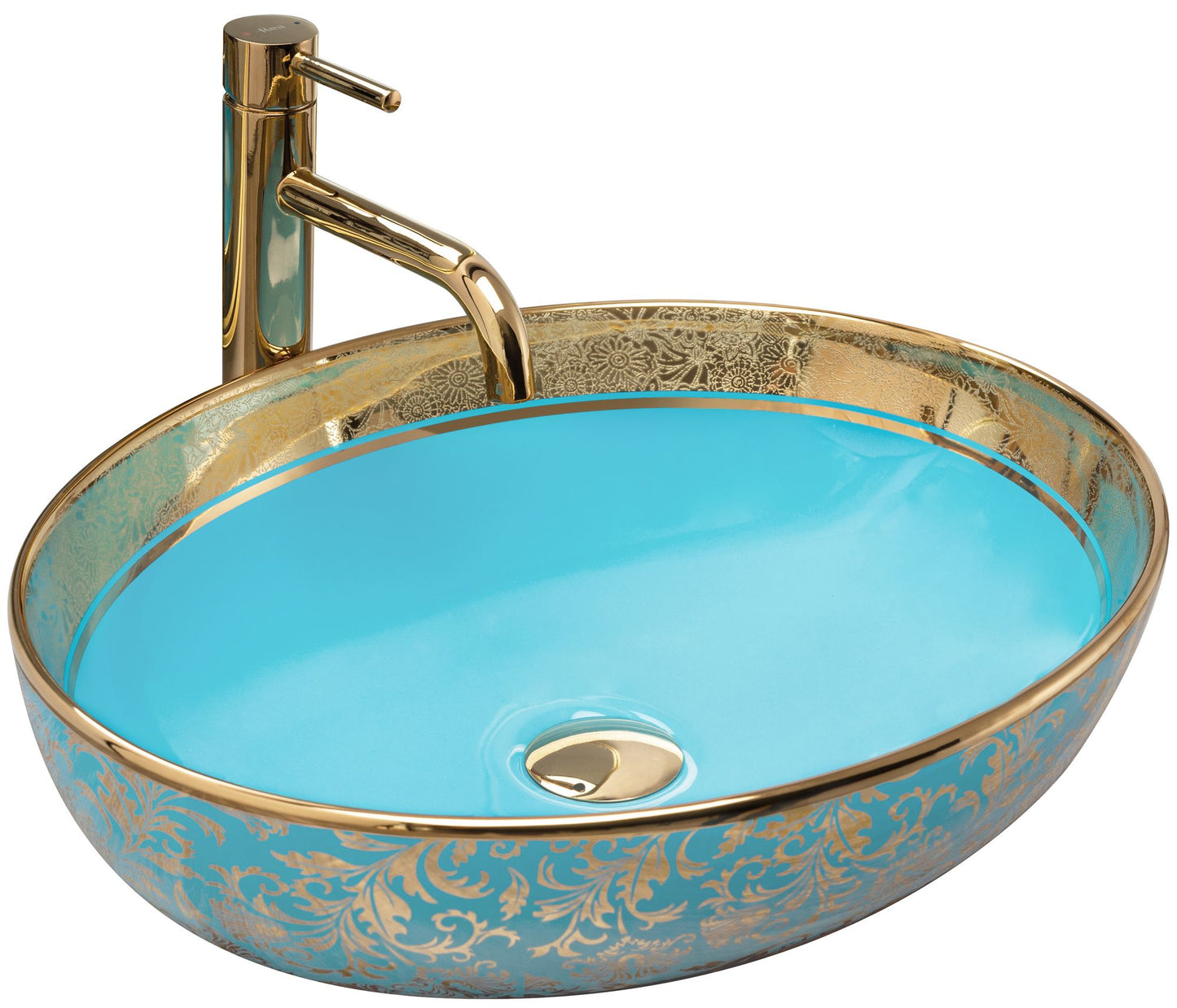 Aufsatzwaschbecken Margot gold/light blue 2