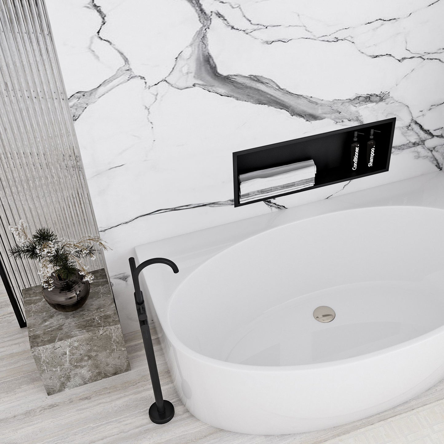 bathroom shelf 30x60 black matt 6