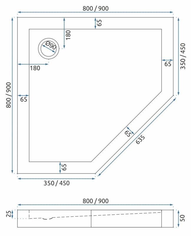 Duschkabine DIAMOND GOLD 90x90 mit Duschwanne Diamond 10