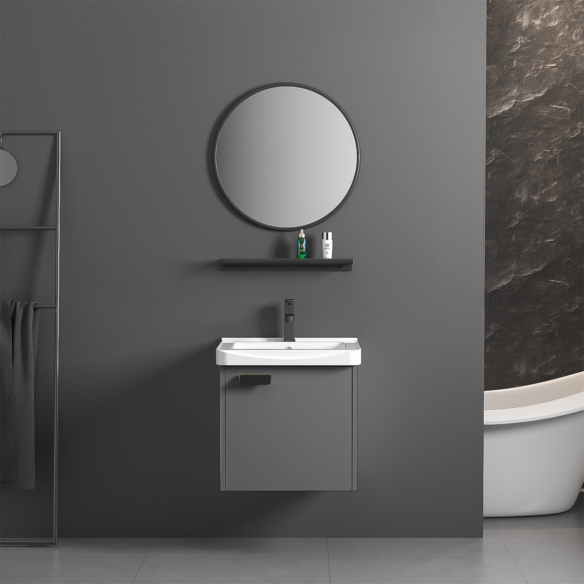 Badezimmermöbel-set Mit Waschbecken Molly 40cm Grey 1