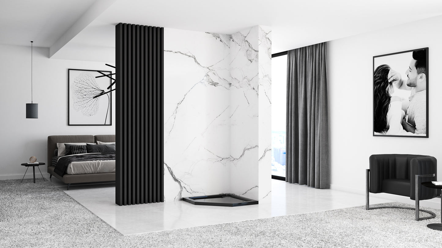 Duschkabine DIAMOND BLACK MAT 80x80 mit Duschwanne Diamond 8