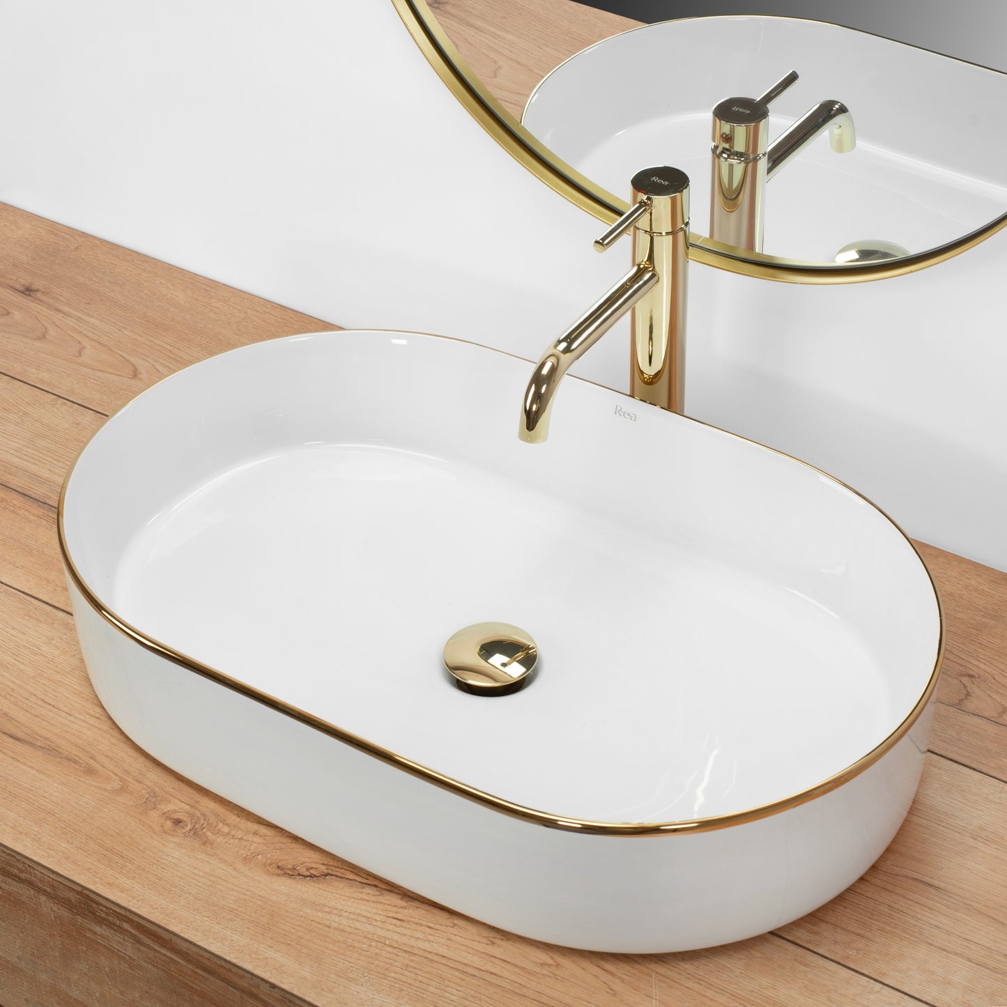 Aufsatzwaschbecken Rea Nadia white Gold edge 3
