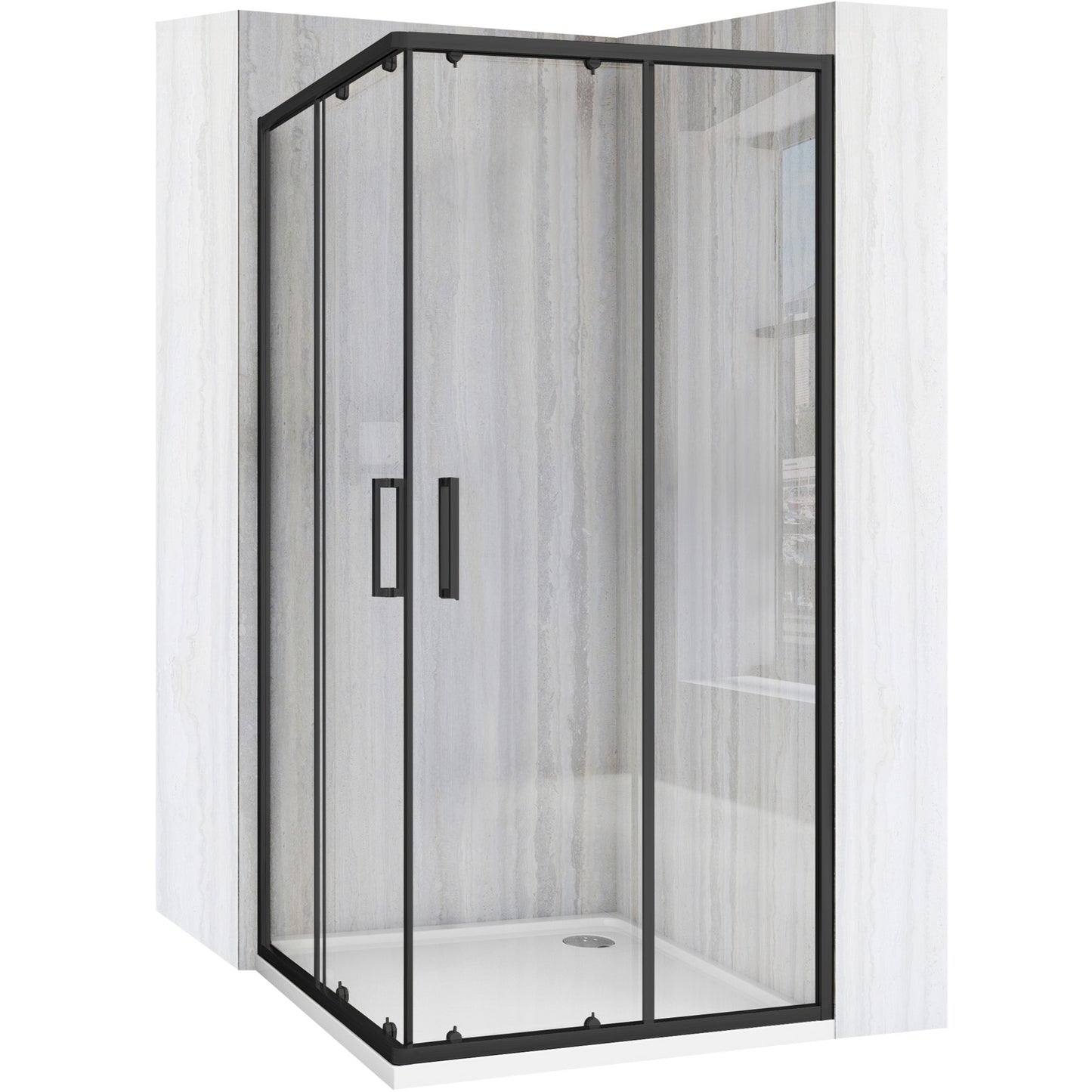 Duschkabine Rea City 90x90 Black mit Duschwanne Savoy 1