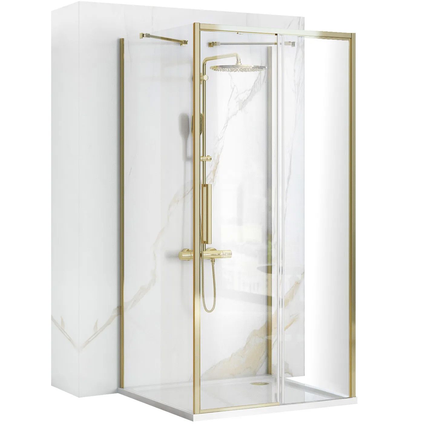 Duschkabine REA Rapid Slide Gold Wandmontage 150 x 90 1