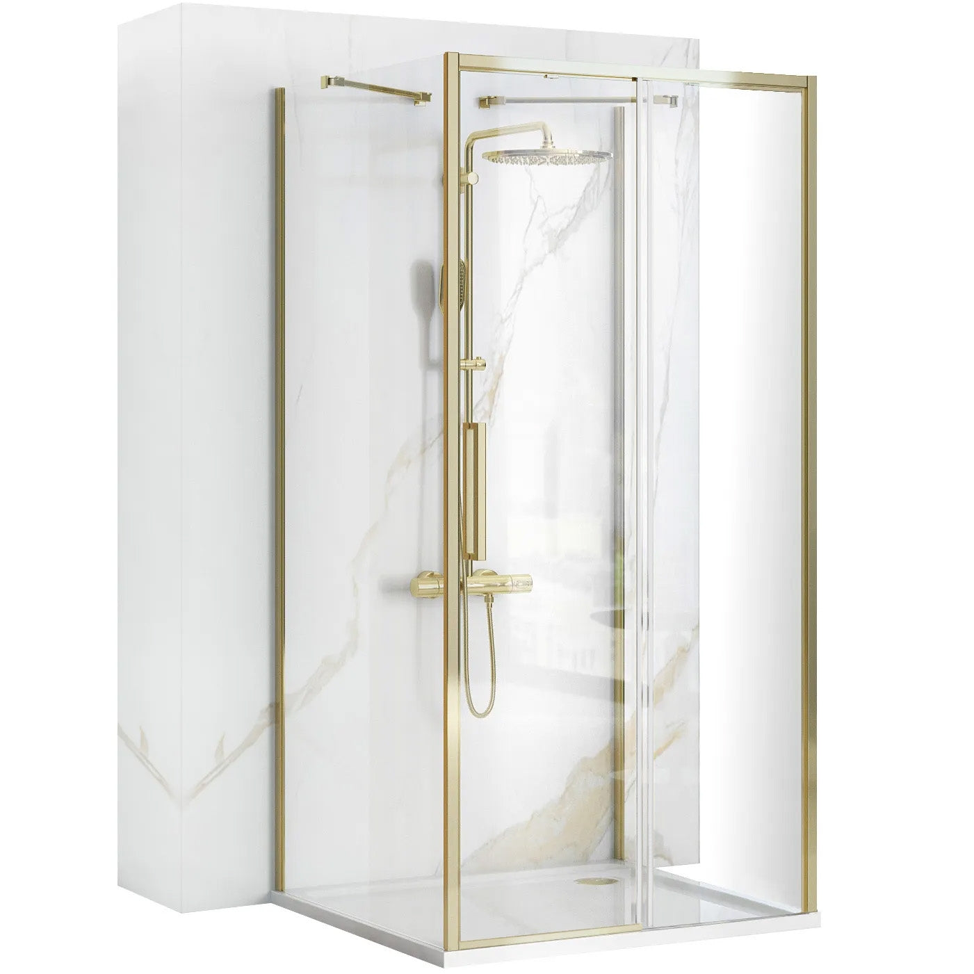 Duschkabine REA Rapid Slide Gold Wandmontage 130 x 100 1