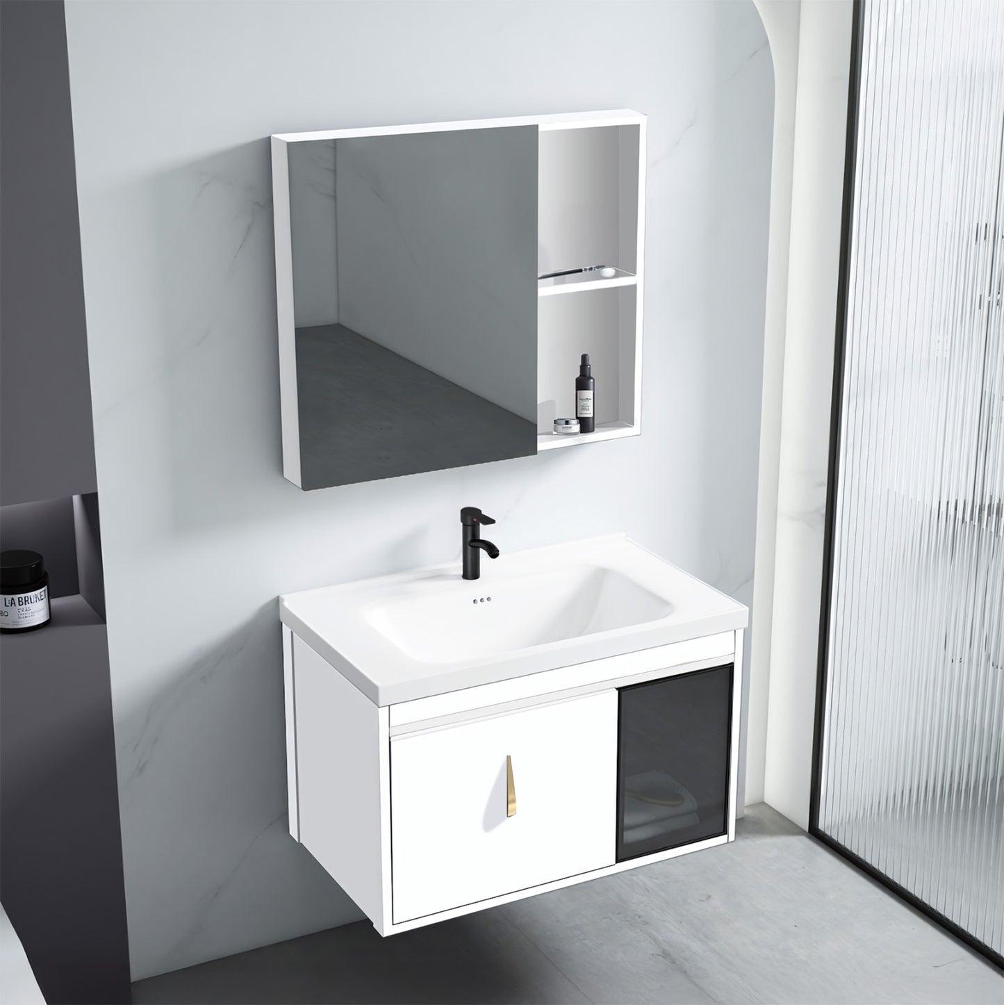Badezimmermöbel-set Mit Waschbecken Paris 60cm White 2
