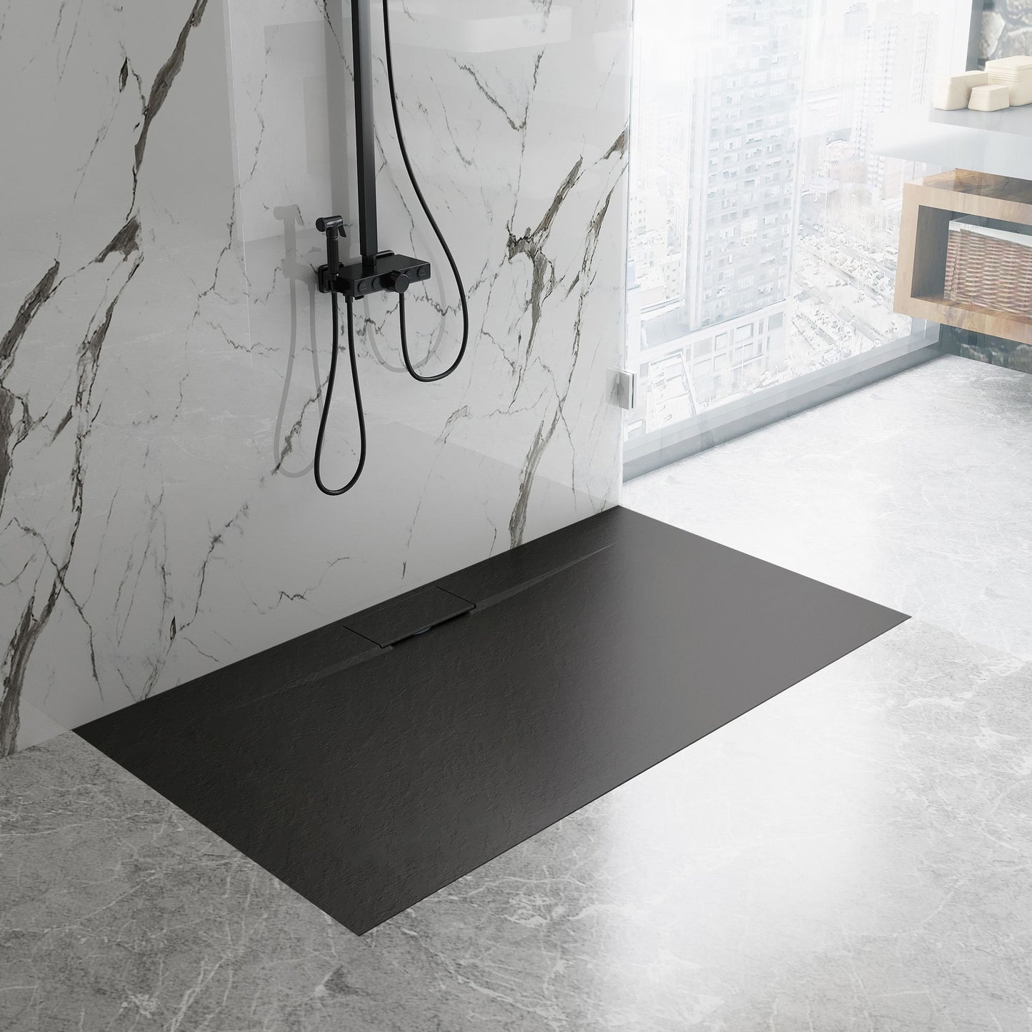 Duschtasse Bazalt long Black 80x120 3