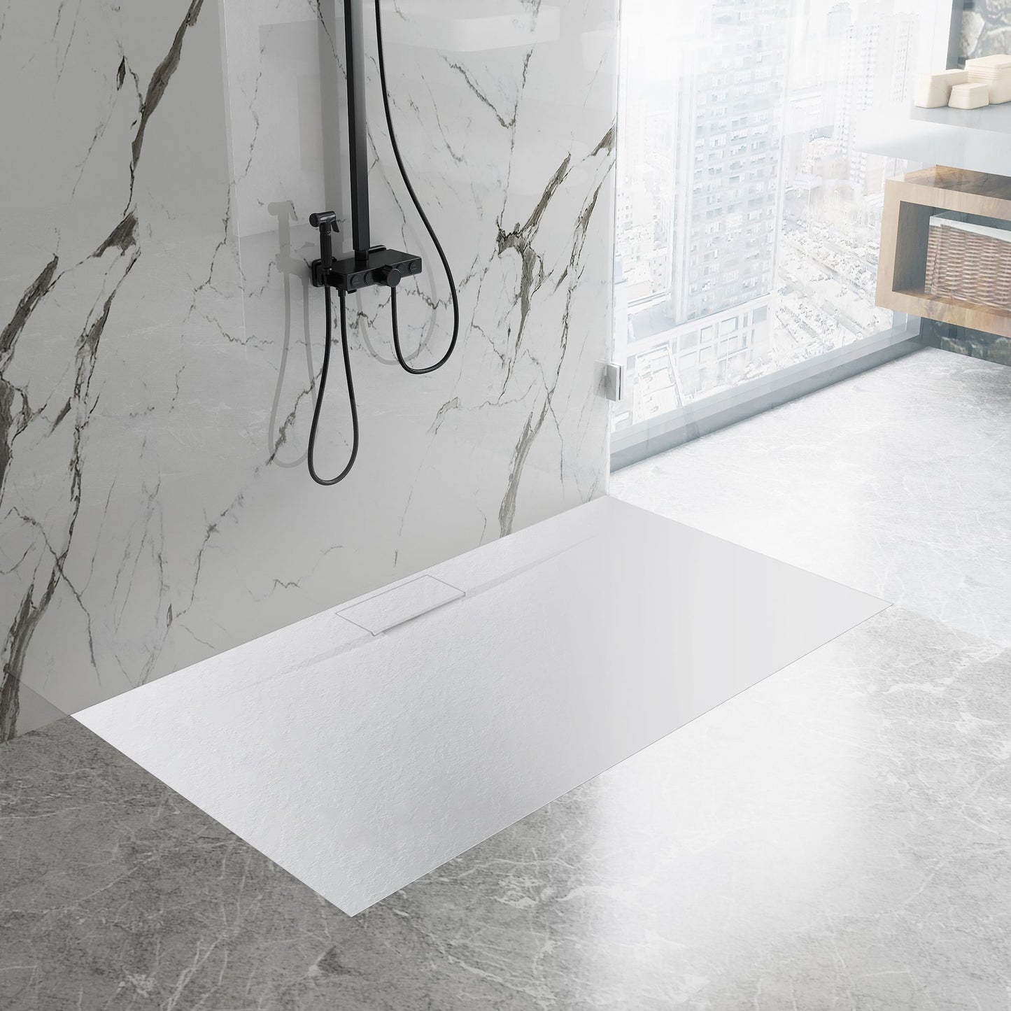 Duschtasse Bazalt Long White 80x120 4