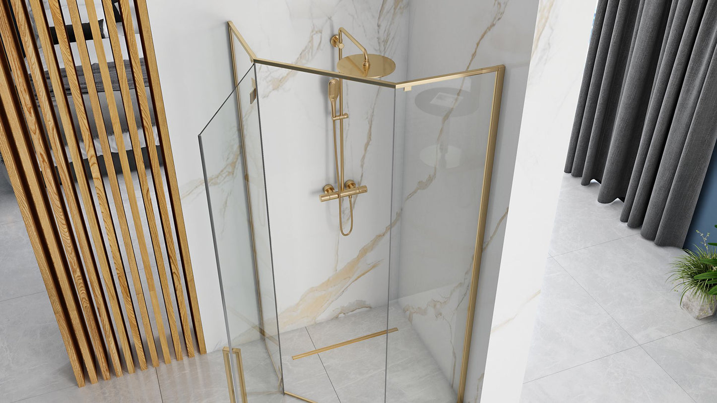 Duschkabine DIAMOND GOLD 90x90 mit Duschwanne Diamond 3
