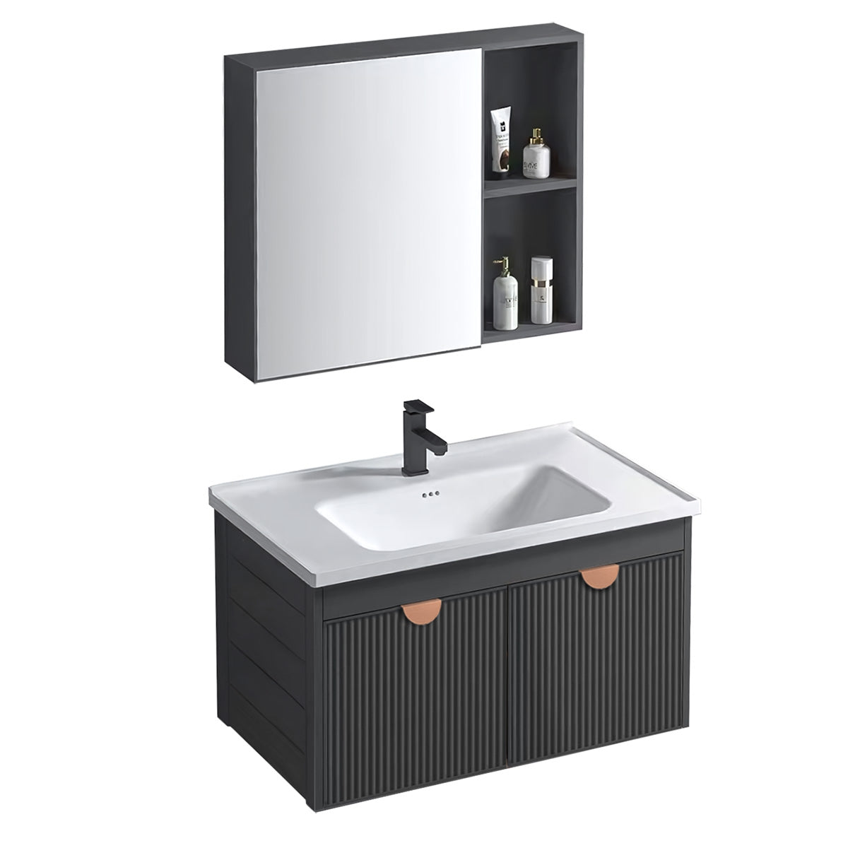 Badezimmermöbel-set Mit Waschbecken Mario 60cm Grey 6