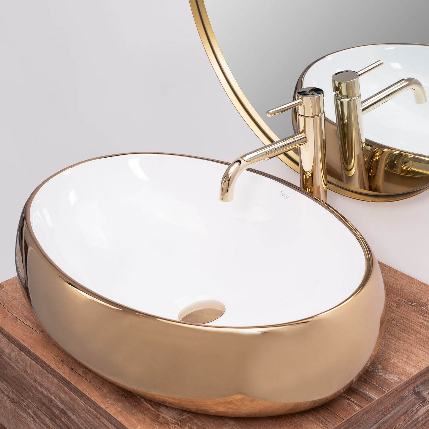 Aufsatzwaschbecken Rea Melania White/Gold 5