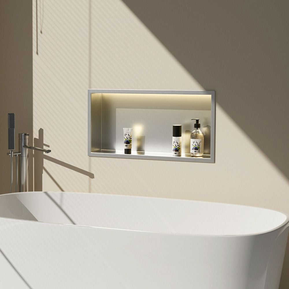 Wandeinbau-badezimmerregal Led 30x60 Steel Brush 8