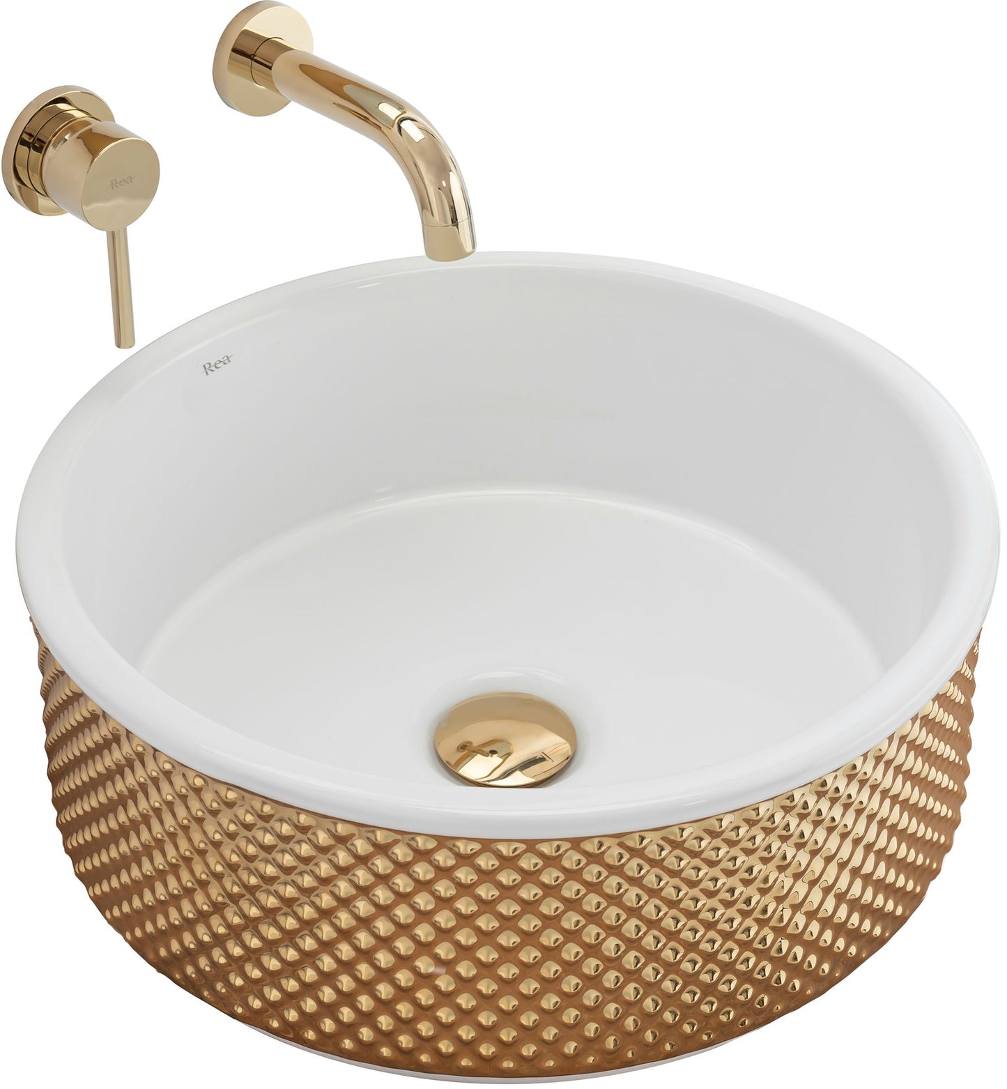 Aufsatzwaschbecken Rea Helen Gold White 1