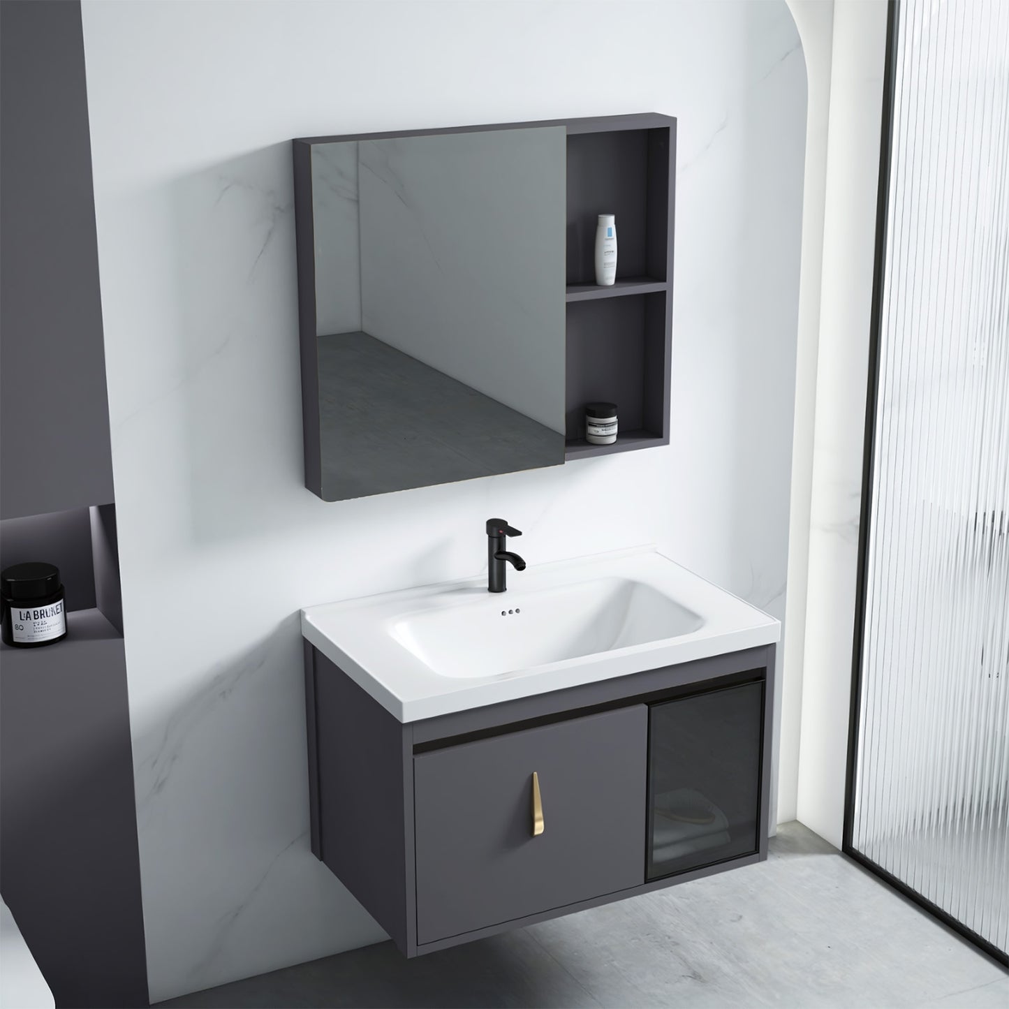 Badezimmermöbel-set Mit Waschbecken Paris 60cm Grey 2