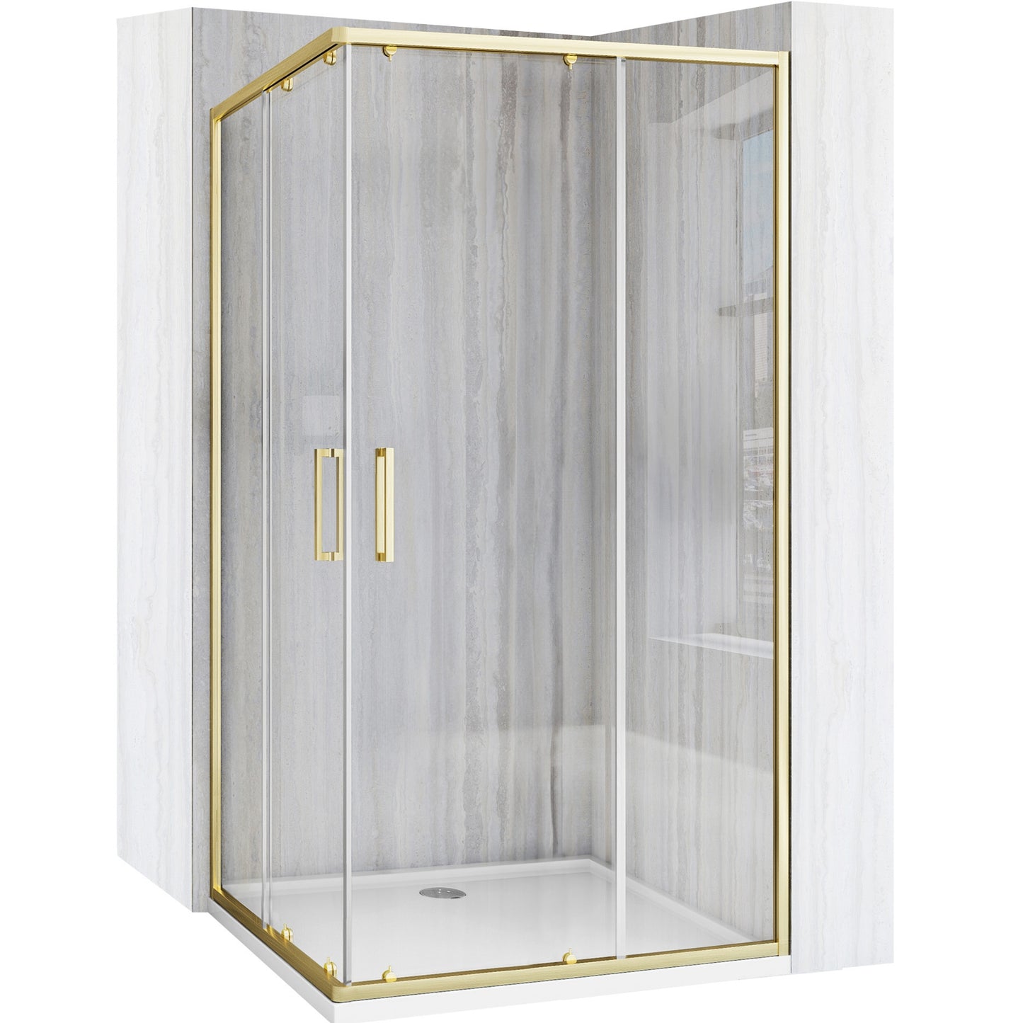 Duschkabine Rea City 80 x 100 Brush Gold ohne Duschwanne 1