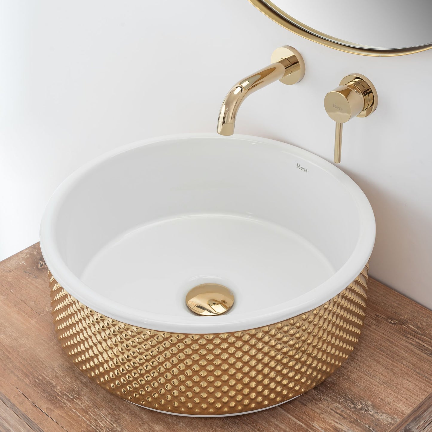 Aufsatzwaschbecken Rea Helen Gold White 3