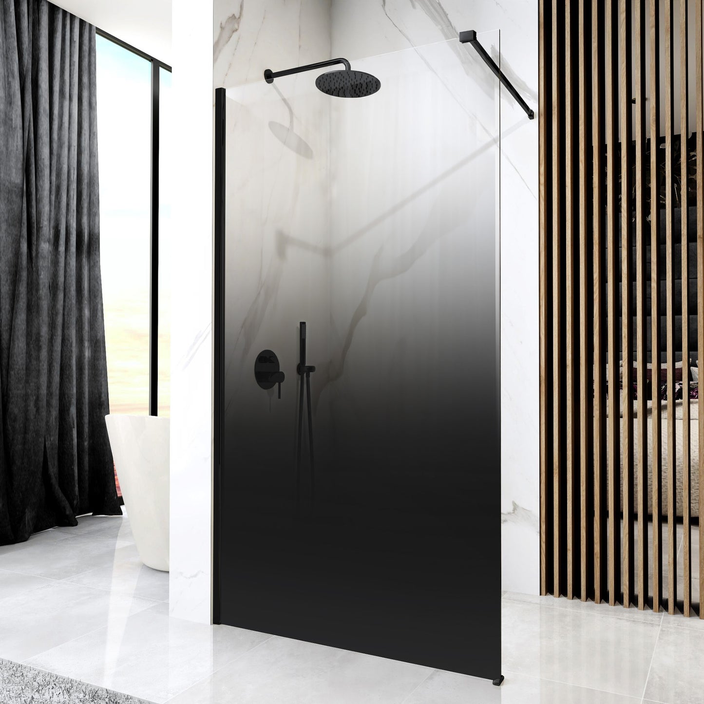 Duschwand Rea Aero Ombre Black/Black 120 2