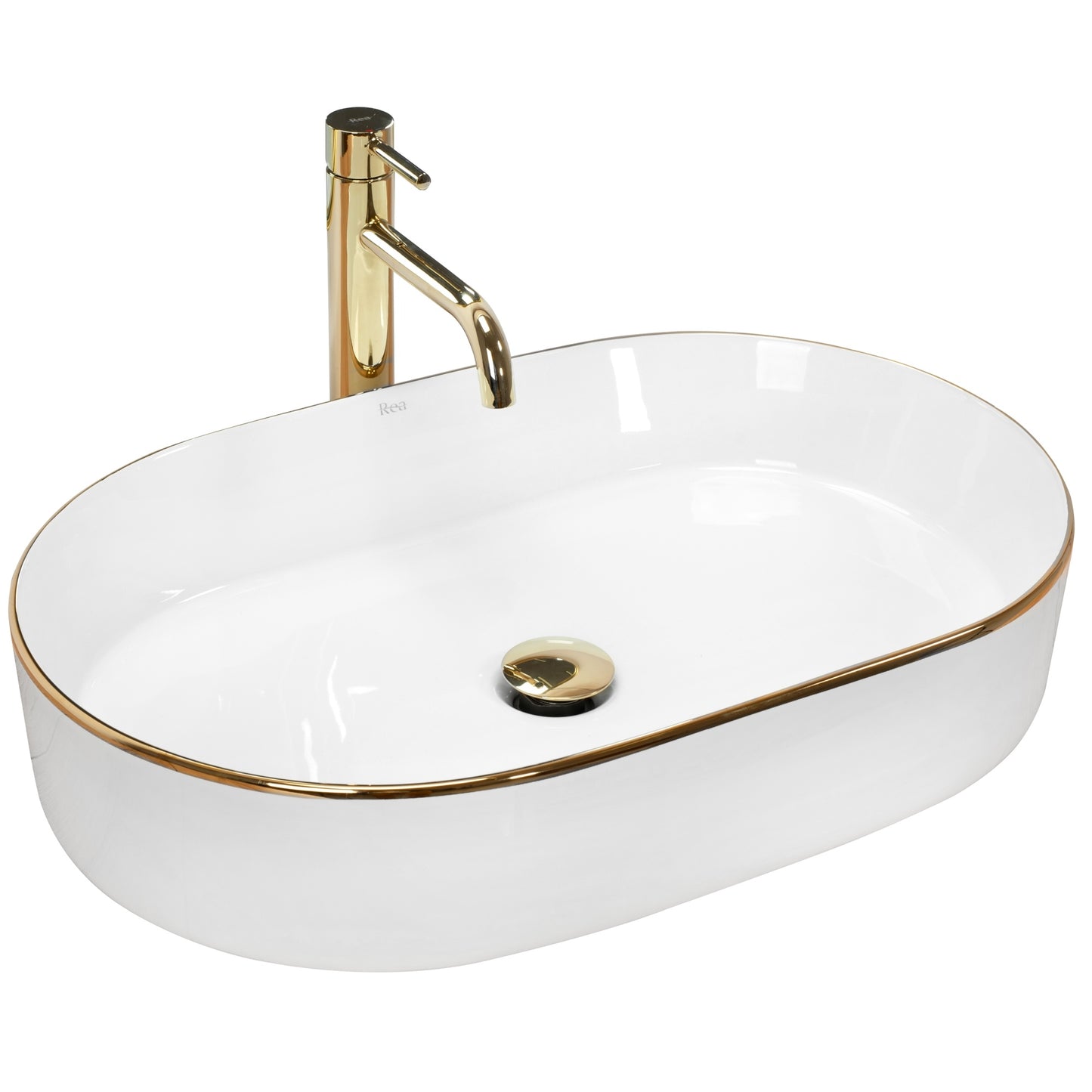 Aufsatzwaschbecken Rea Nadia white Gold edge 1