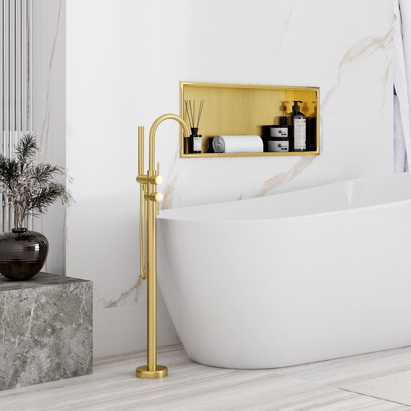 bathroom shelf 30x60 gold brush 3