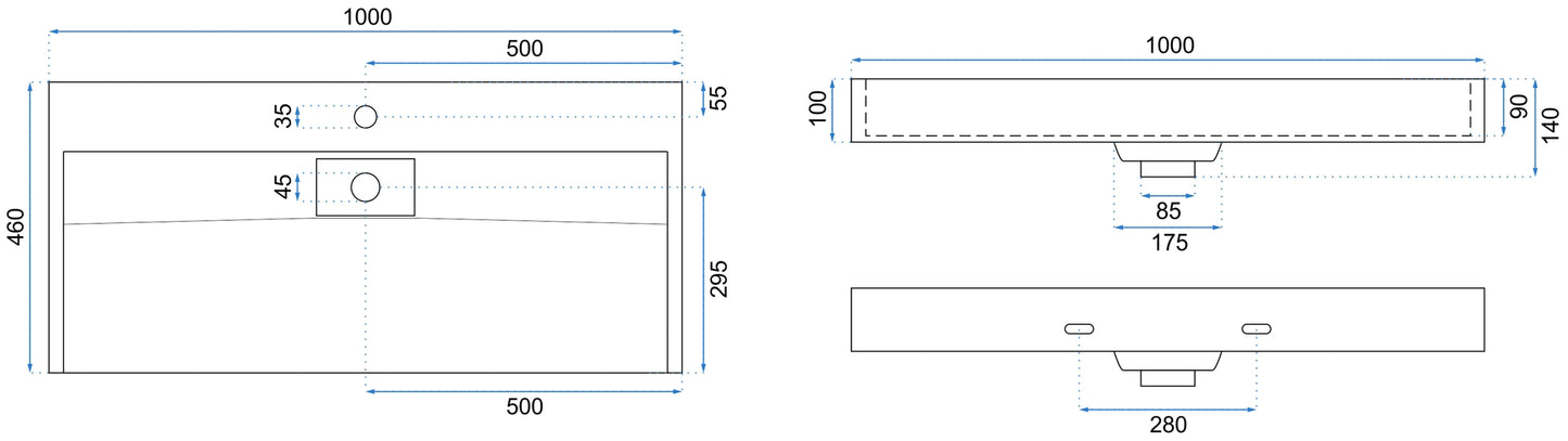 Waschbecken Konglomerat Goya 100cm 7