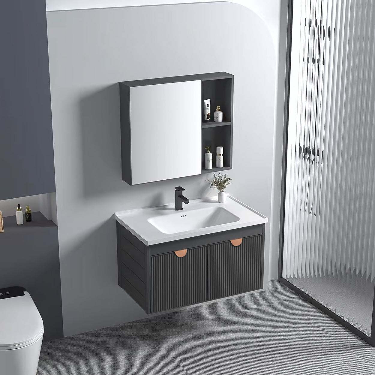 Badezimmermöbel-set Mit Waschbecken Mario 60cm Grey 2