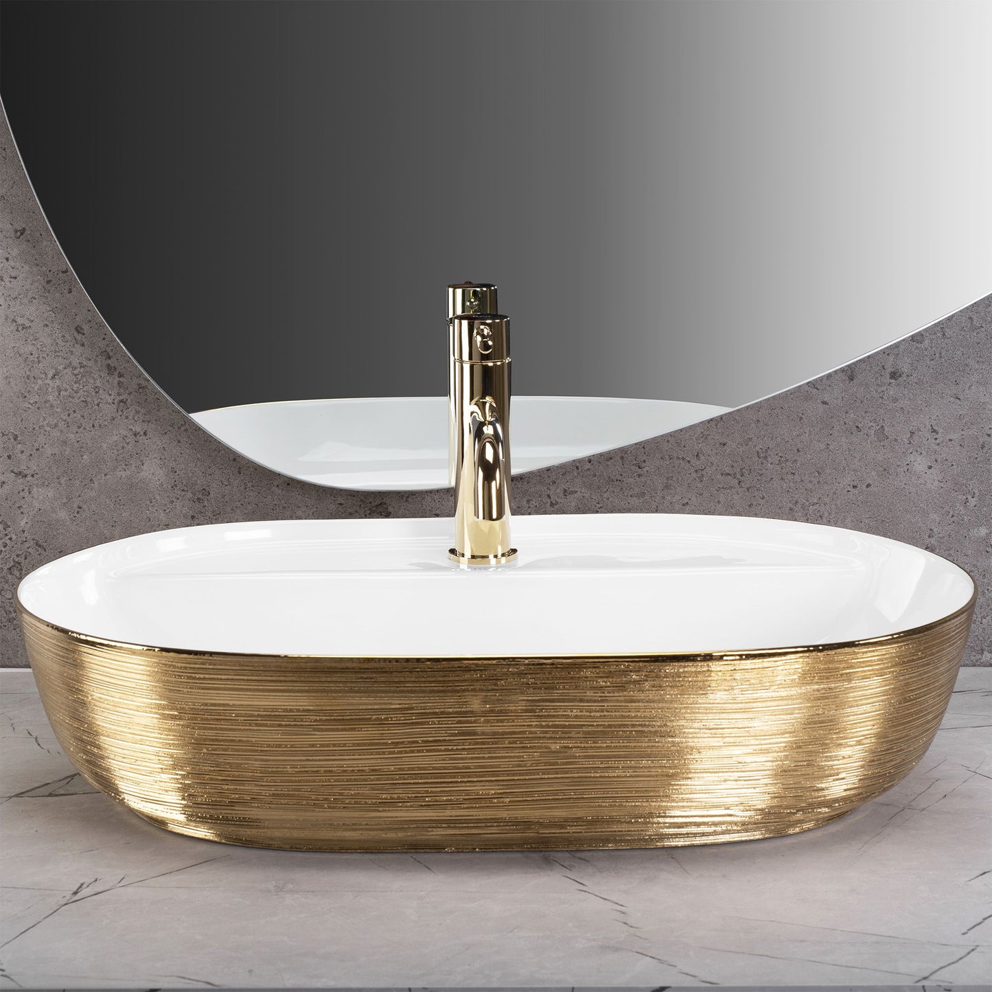 Aufsatzwaschbecken Rea Aura 61 White Gold Brush 3