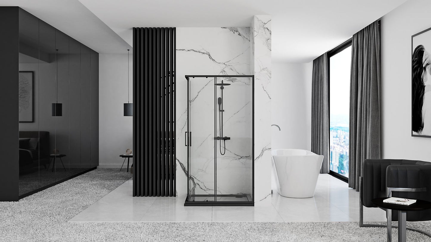 Duschkabine Rea Punto Black 80x100 mit Duschwanne Savoy 6