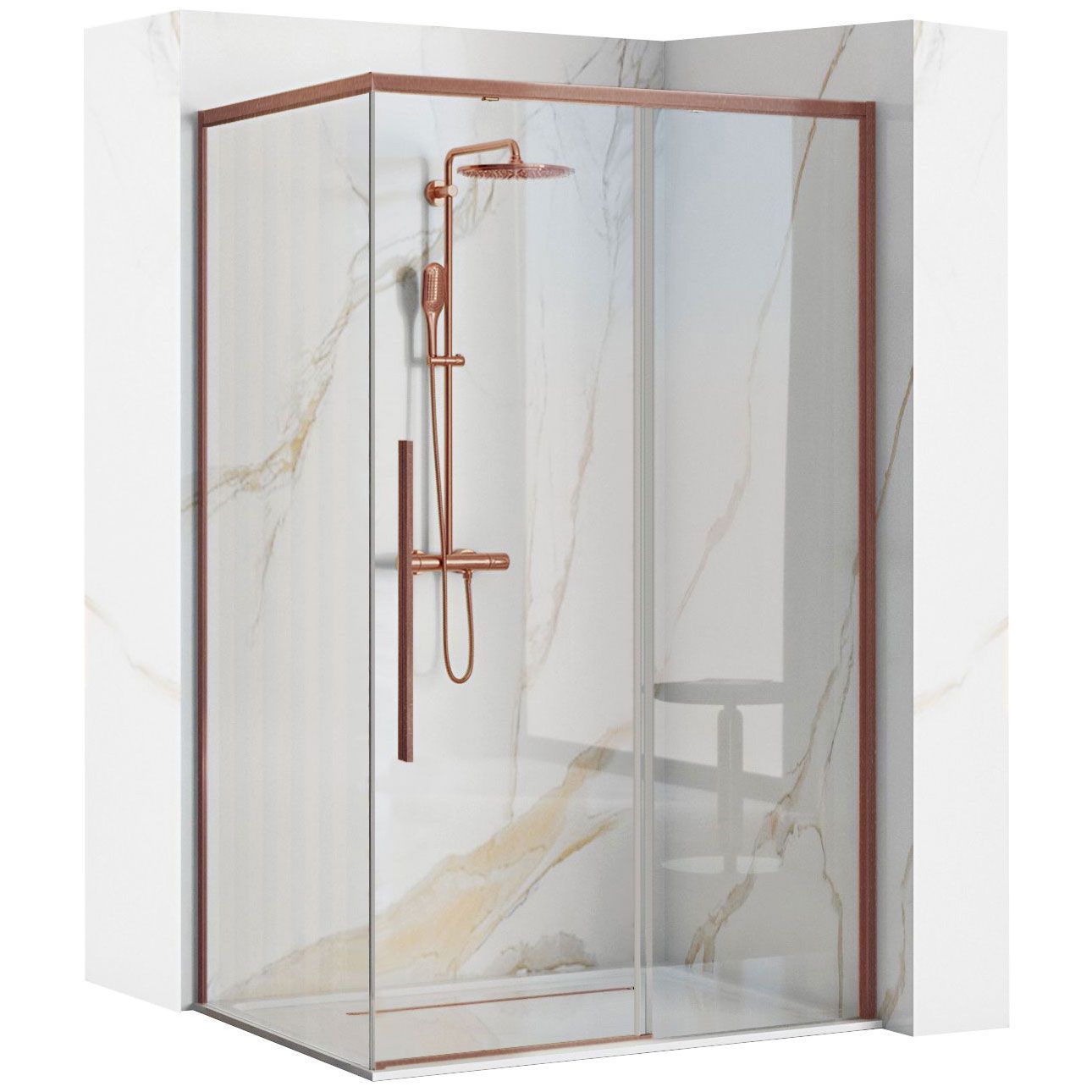 Duschkabine SOLAR Copper Brush 100x80 mit Duschwanne Savoy 1