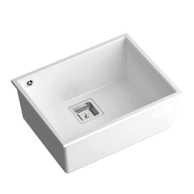 Granitspülbecken DAVID 50 White Stöpsel Gebürsteter Nickel 9