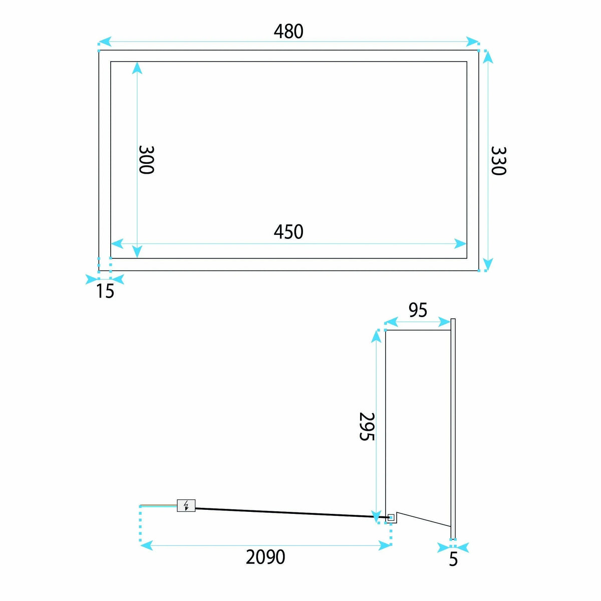 WANDEINBAU-BADEZIMMERREGAL LED 30x45 Titan 9