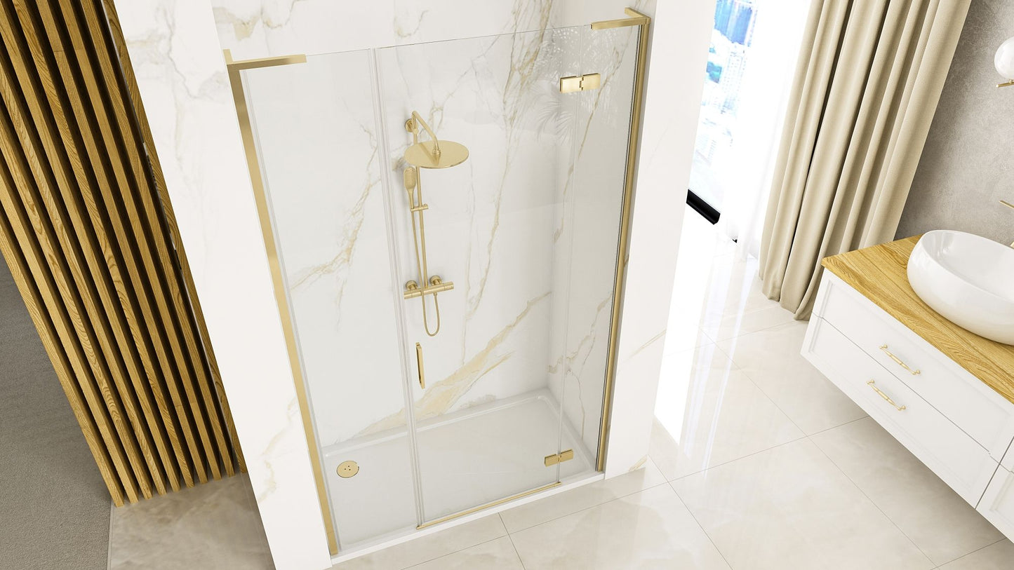 Duschtür Rea Hugo 80 Gold Brush + Duschwand 30 2