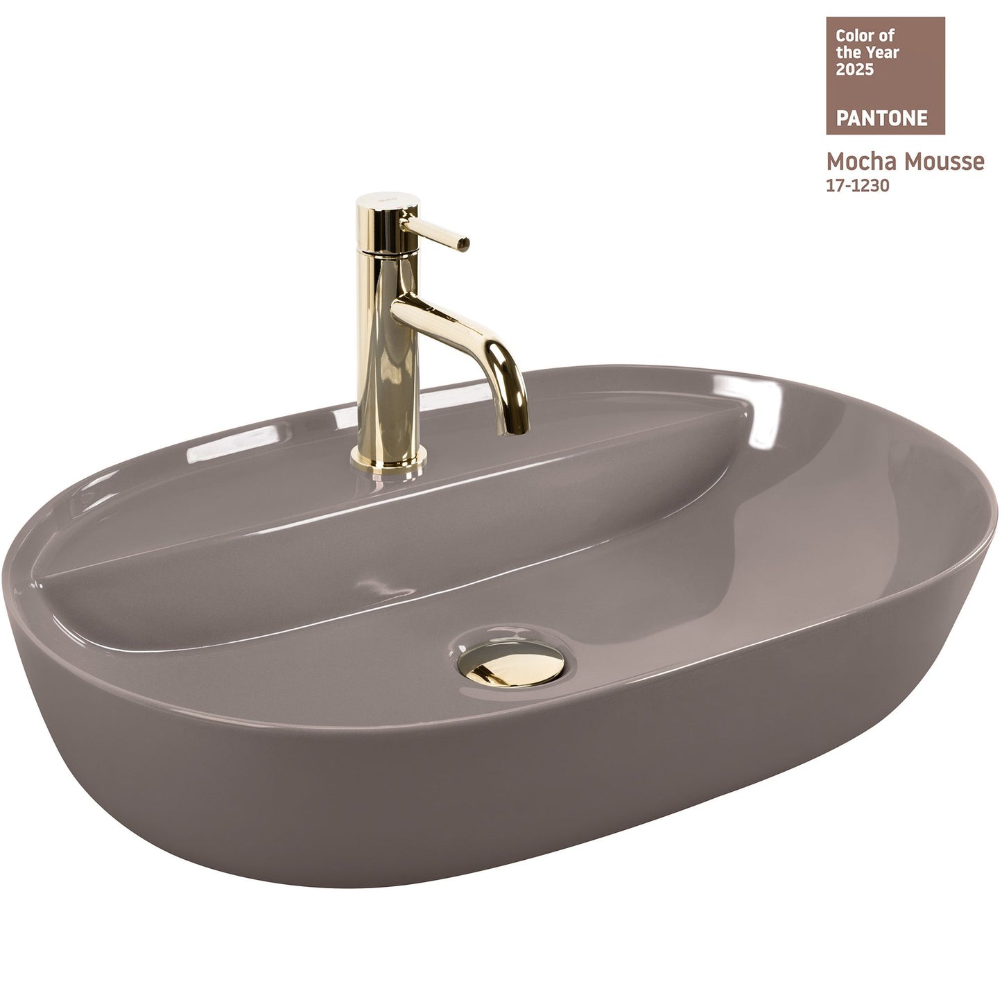 Aufsatzwaschbecken REA Aura 61 Beige Shiny 1