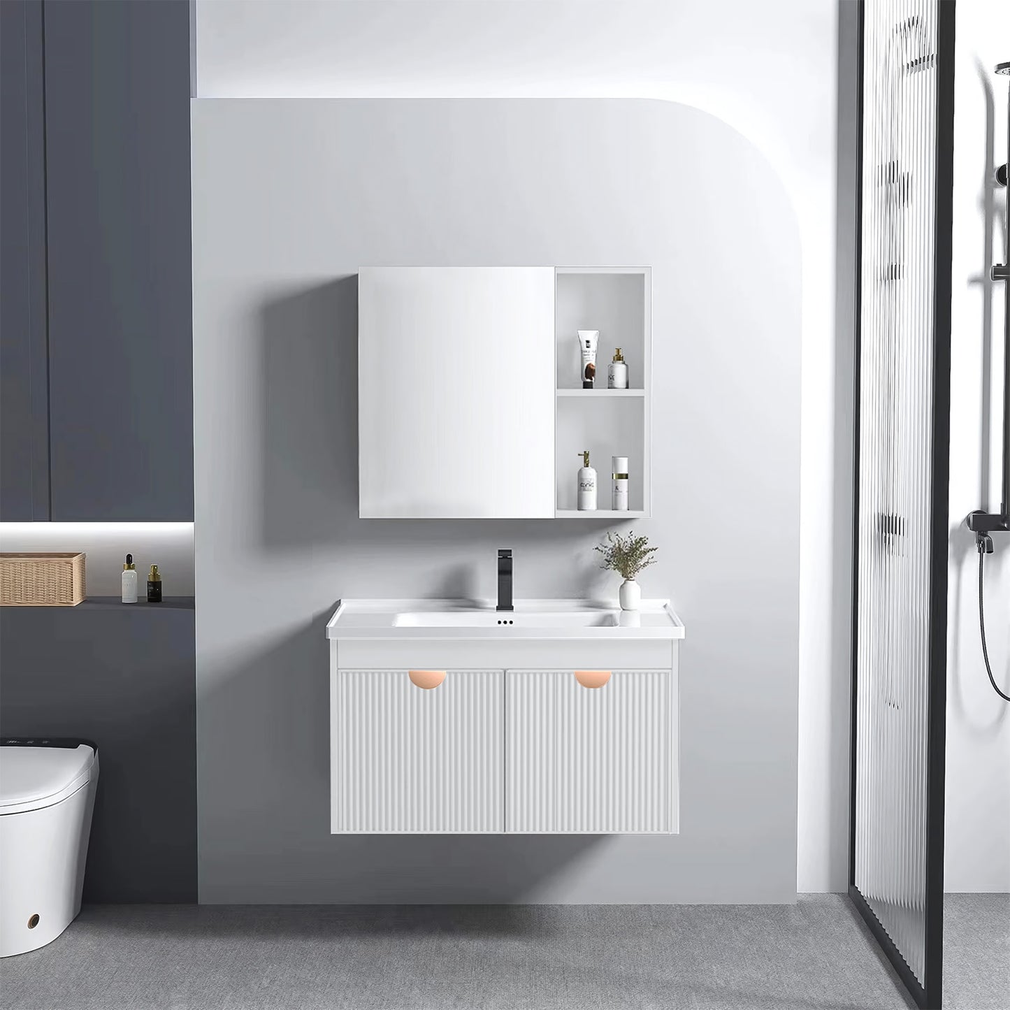 Badezimmermöbel-set Mit Waschbecken Mario 60cm White 1