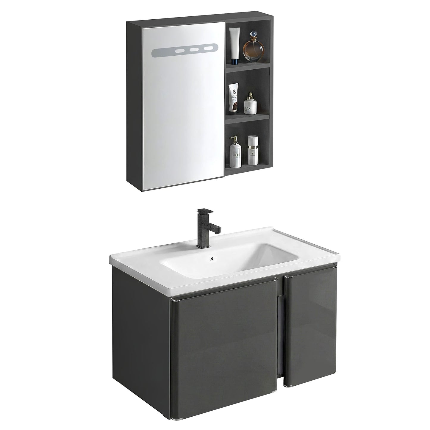 Badezimmermöbel-Set mit Waschbecken Tula 60cm Grey 5