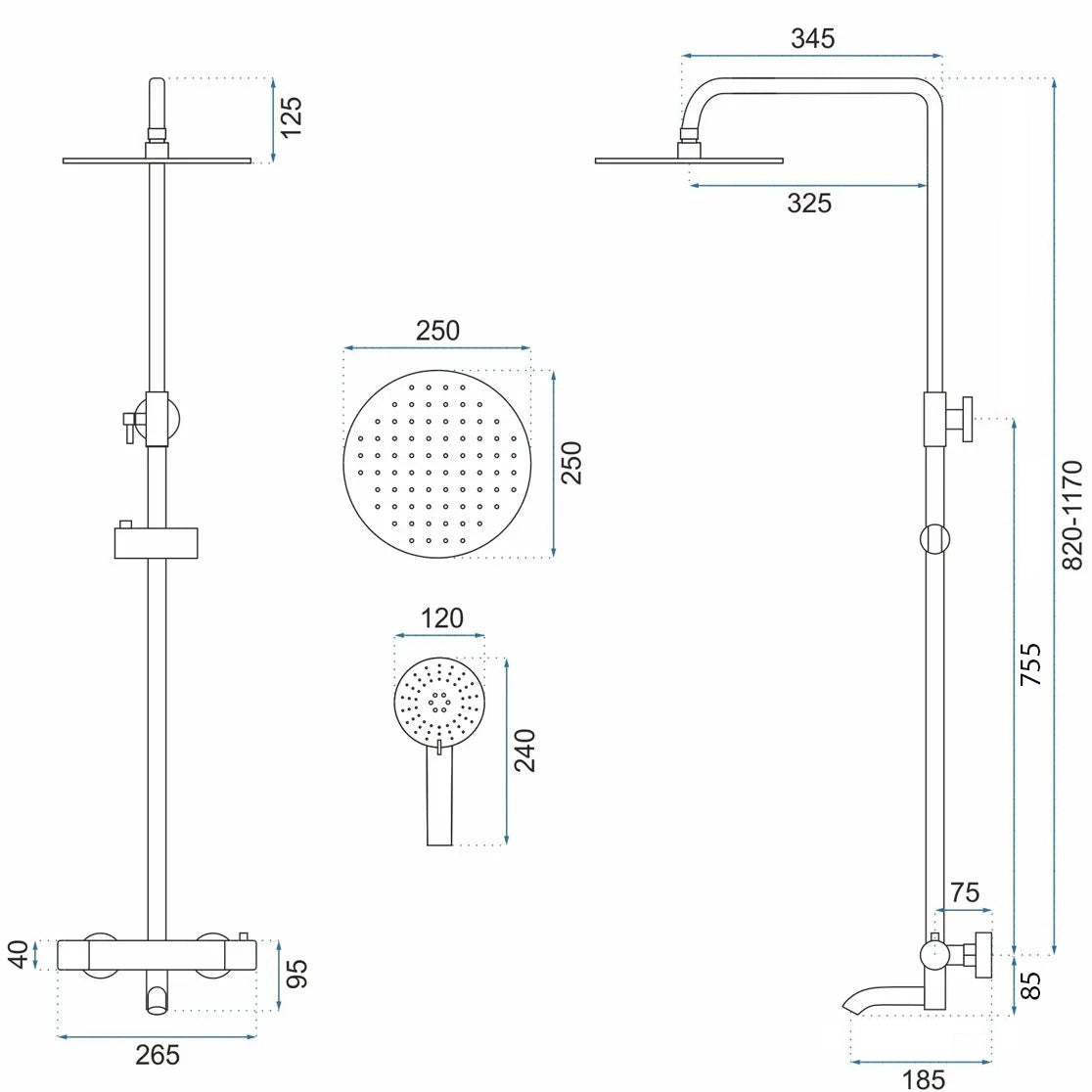 Duschgarnitur mit Thermostat REA Lungo Copper Brush 11