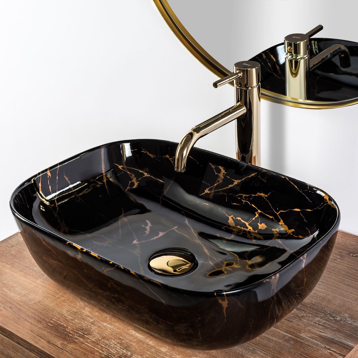 Aufsatzwaschbecken Rea Belinda Black Marble shiny 5