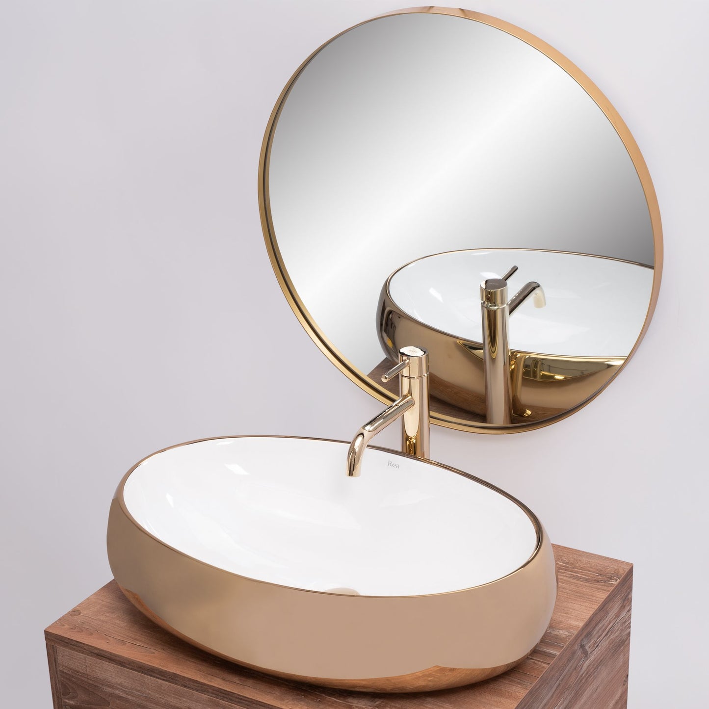 Aufsatzwaschbecken Rea Melania White/Gold 4