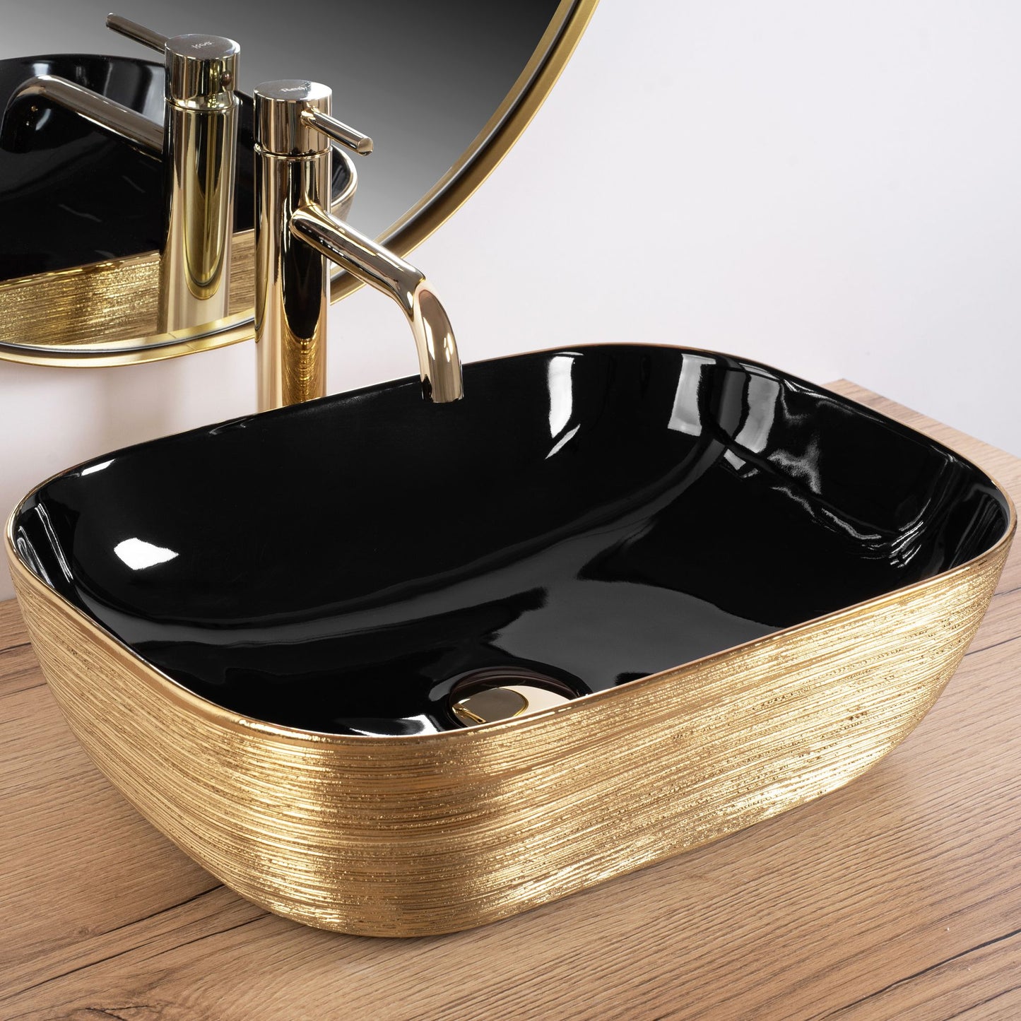 Aufsatzwaschbecken Rea Belinda BLACK GOLD BRUSH 2