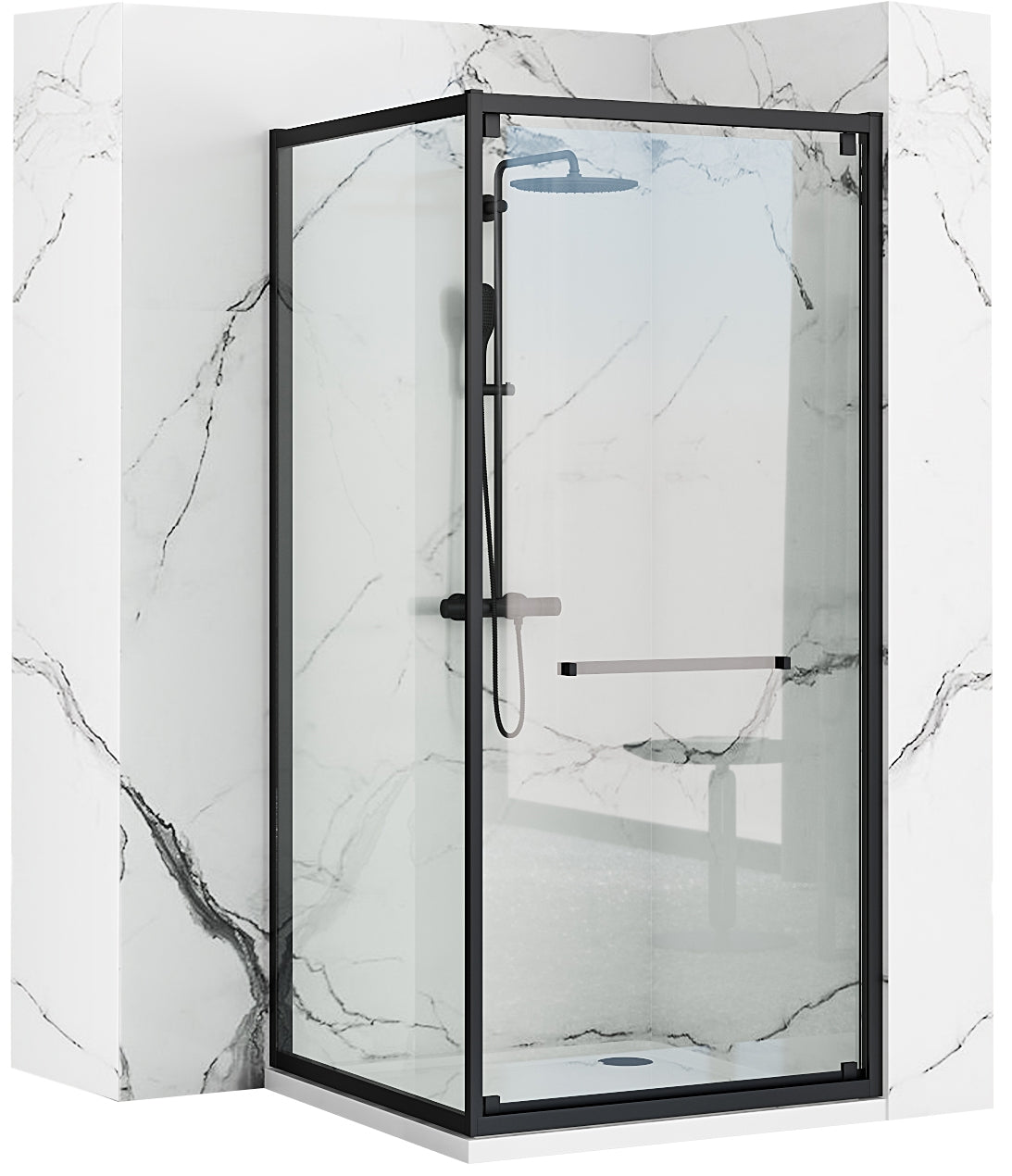 Duschkabine Rea Space In Black 90x90 mit Duschwanne Savoy 1