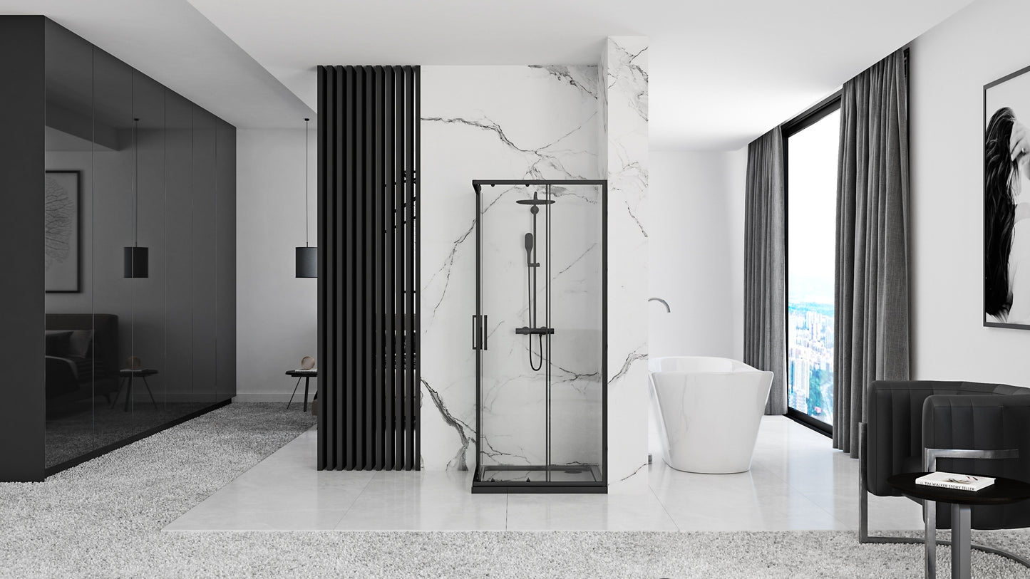 Duschkabine Rea Punto black 80x80 mit Duschwanne Savoy 6