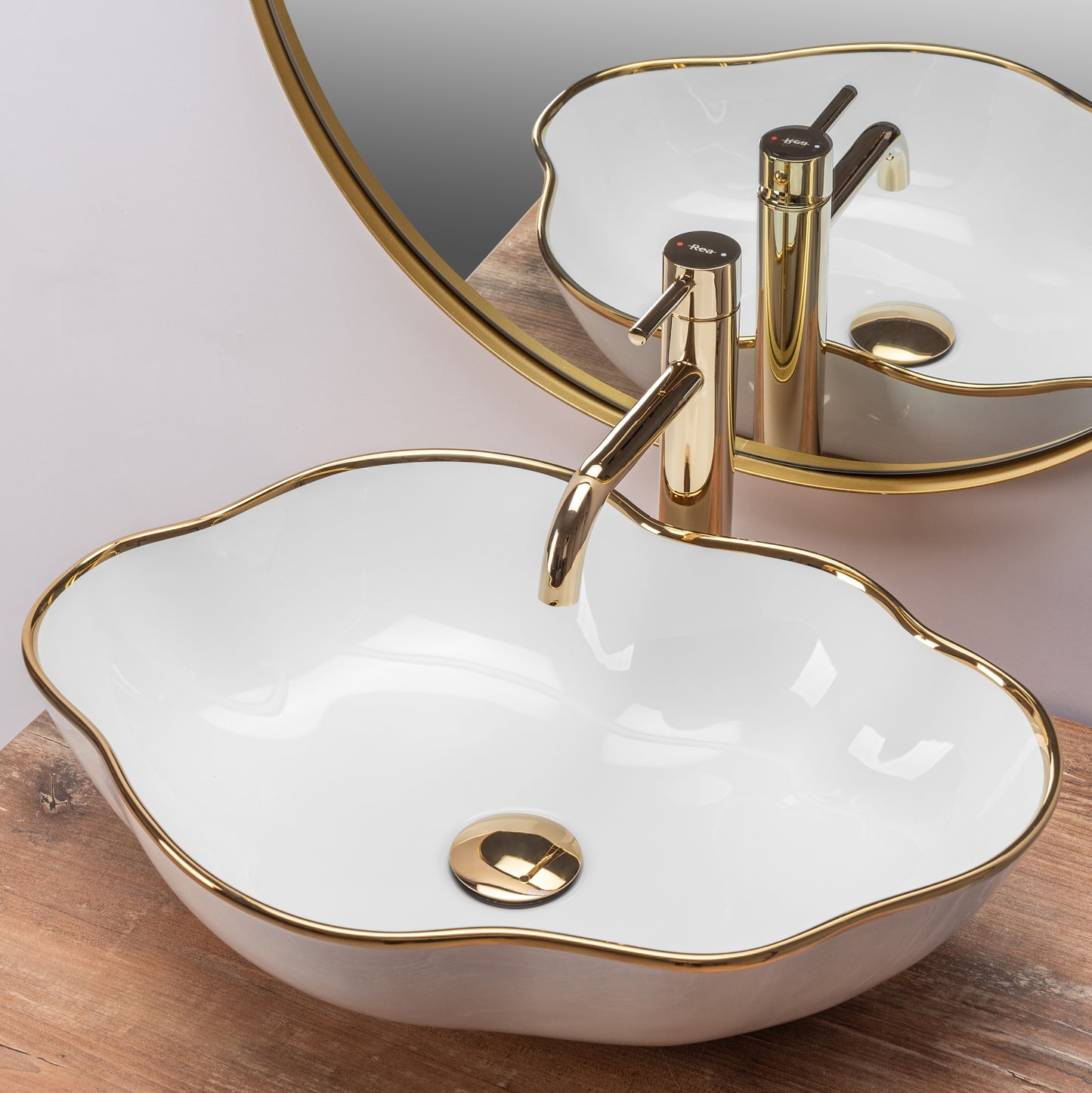 Aufsatzwaschbecken Rea Pearl Gold Edge 3