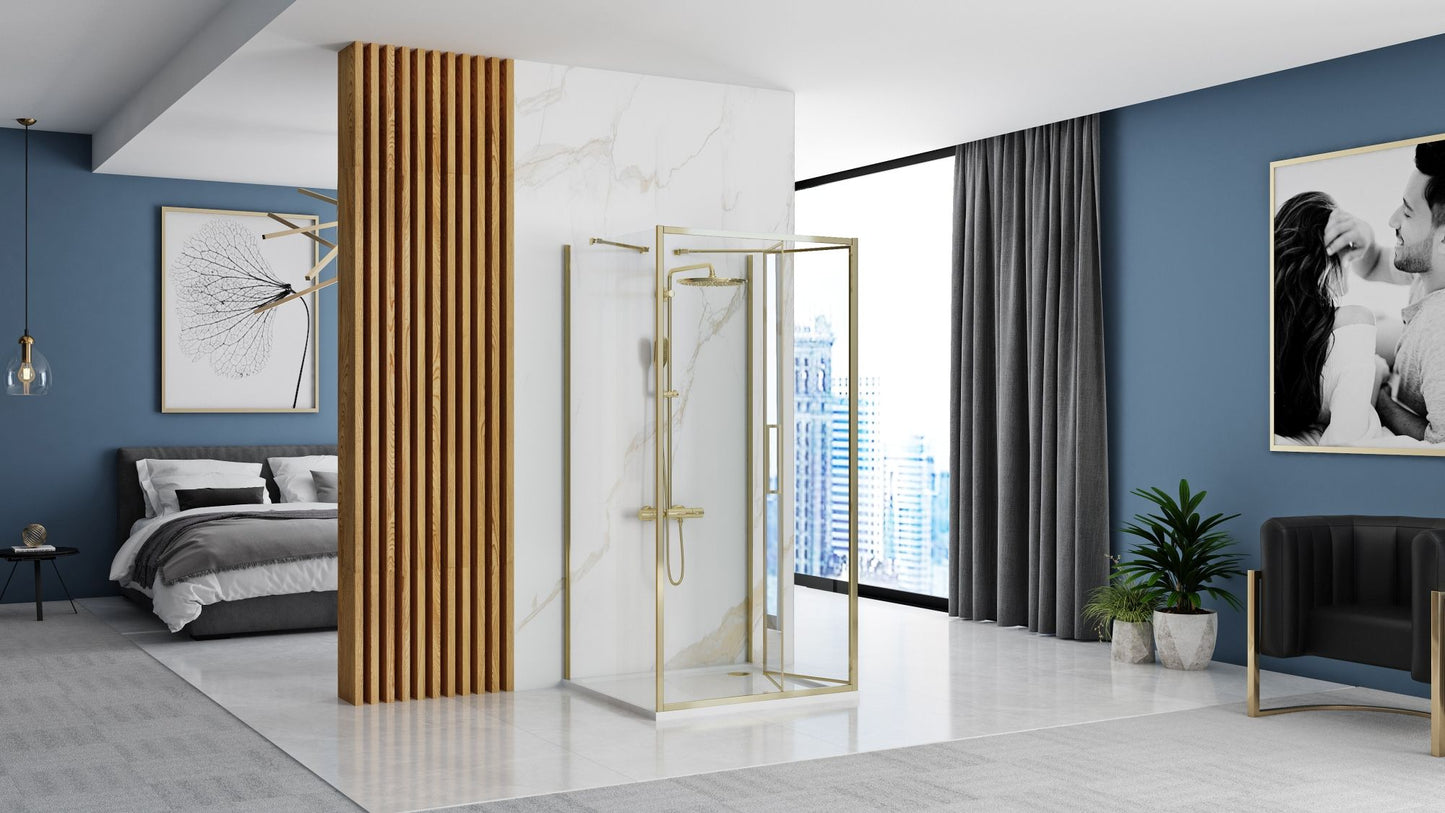 Duschkabine REA Rapid Fold Gold Wandmontage 100 x 100 3