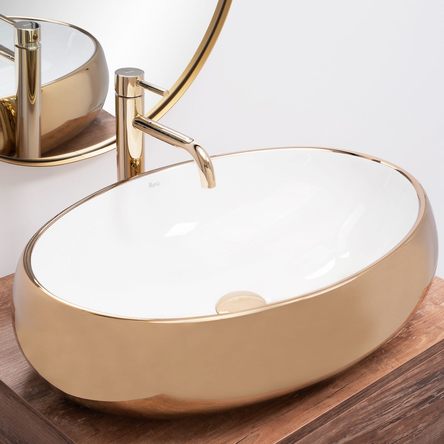 Aufsatzwaschbecken Rea Melania White/Gold 2